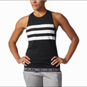 EUC Adidas Black Three Stripe Tank Top Small